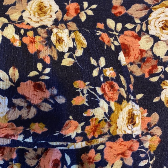 Navy floral long sleeve aline dress - Picture 7 of 8